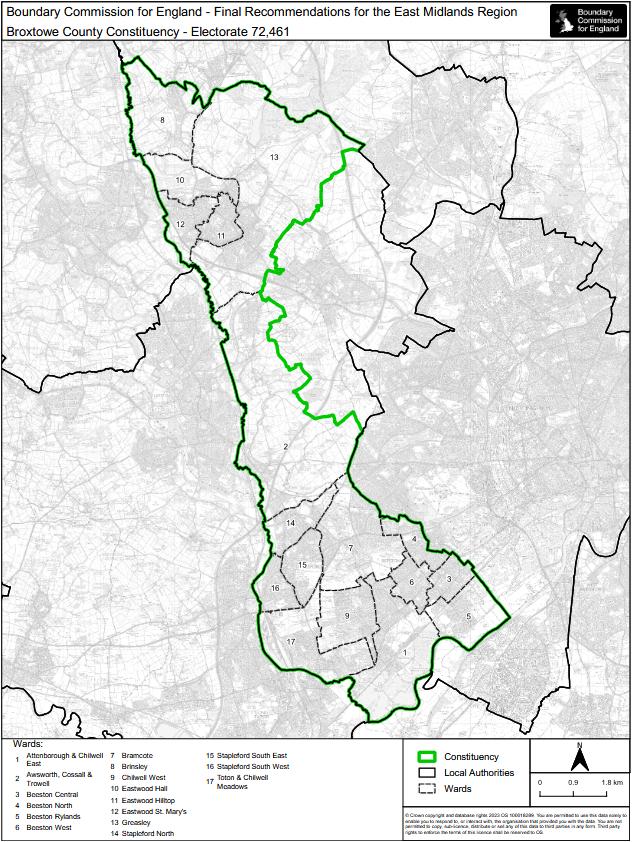 A map of Broxtowe constituency from the Boundary Commission