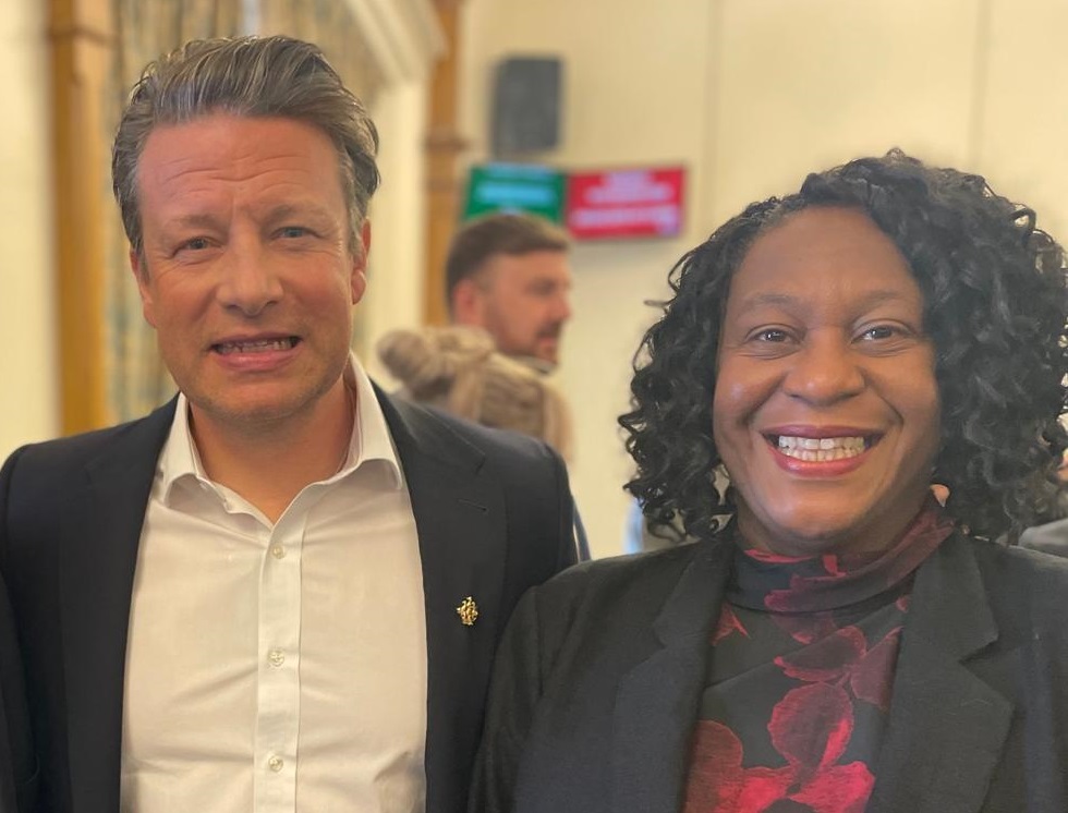 Jamie Oliver and Juliet Campbell MP